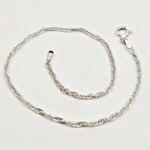 Vintage Sterling Silver Twisted Chain Anklet – Minimalist Italian Ankle Bracelet